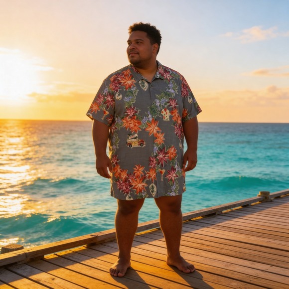 Tommy Bahama Other - Tommy Bahama Mens 3XLT Silk Hawaiian Shirt Floral Woody Surf Wagon Gray 3TGL